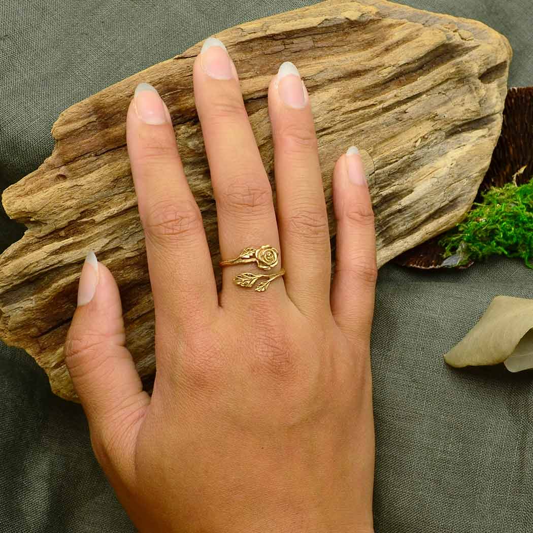 nina designs fair trade bronze rose floral adjustable boho ring
