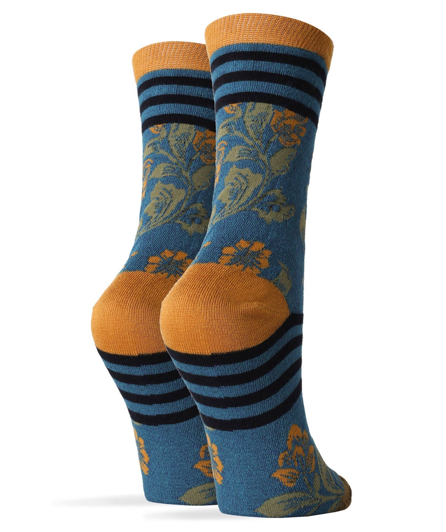 retro floral and stripe Ms. Wilson | Women's Bamboo Crew Socks