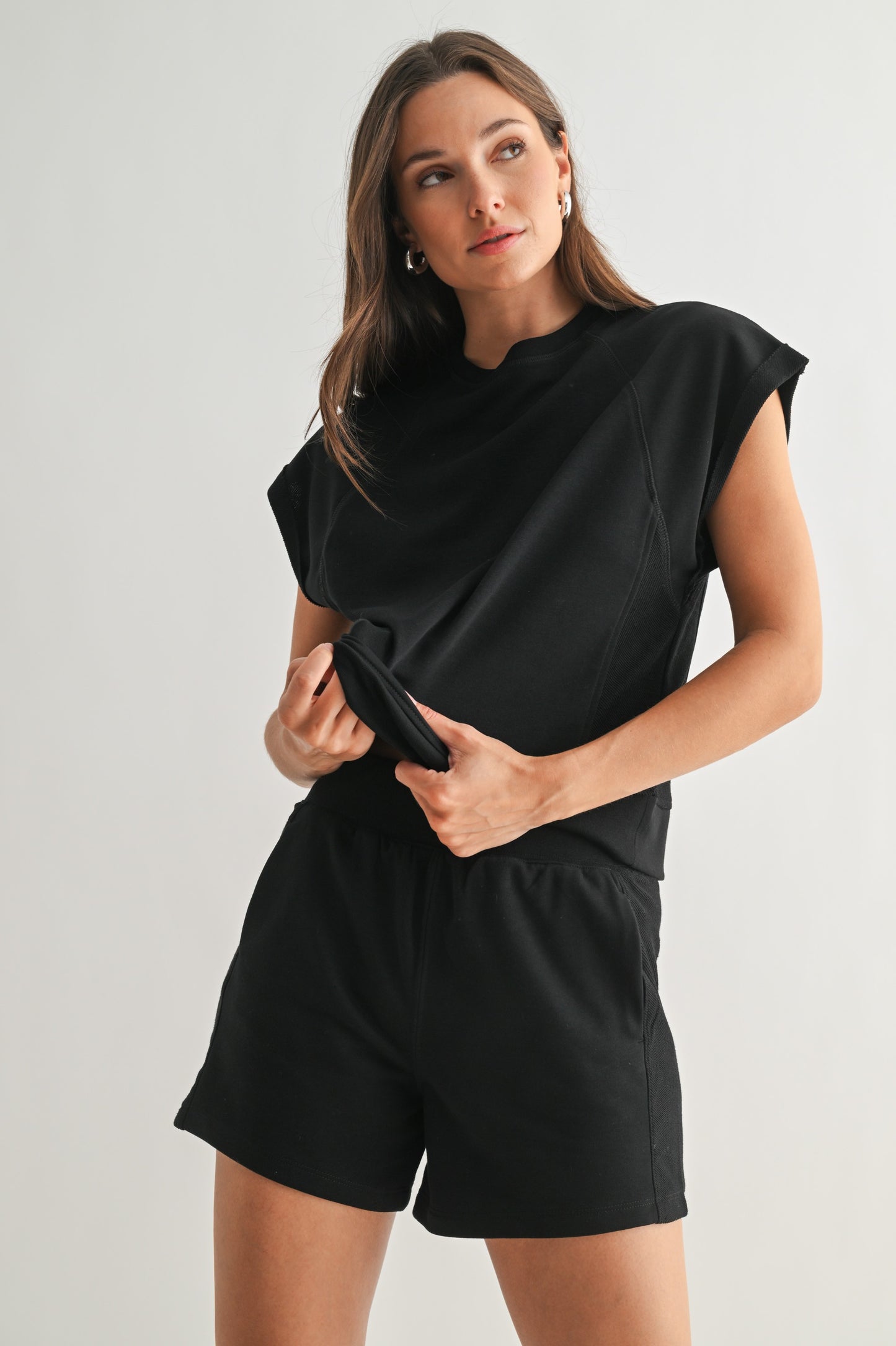 offset cap sleeve top