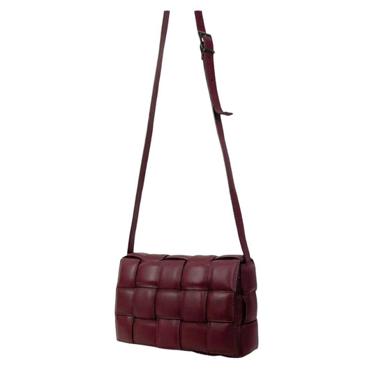 woven checker leather crossbody