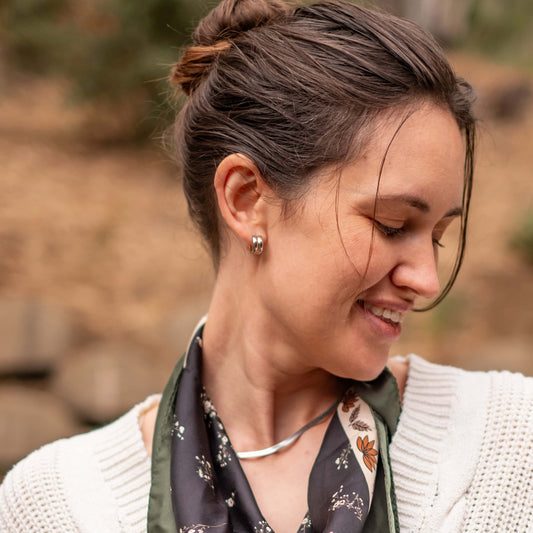 Sela Designs gold or silver dainty huggie hoop earrings ethically made