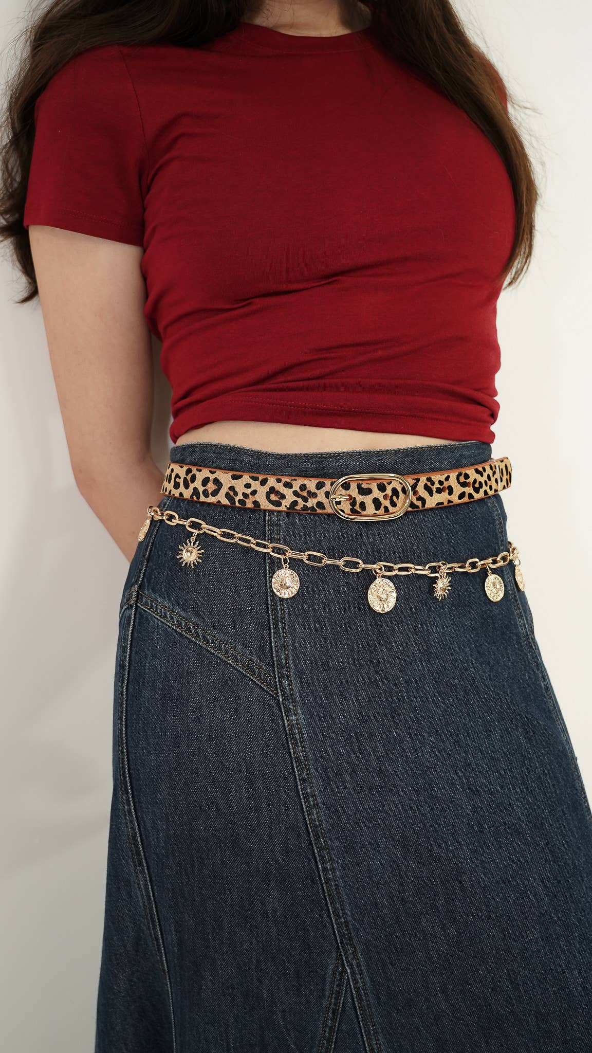 leopard calf hair belt