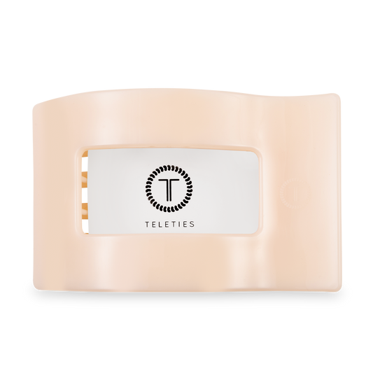 TELETIES - Flat Rectangle Hair Clip | Large | Almond Beige