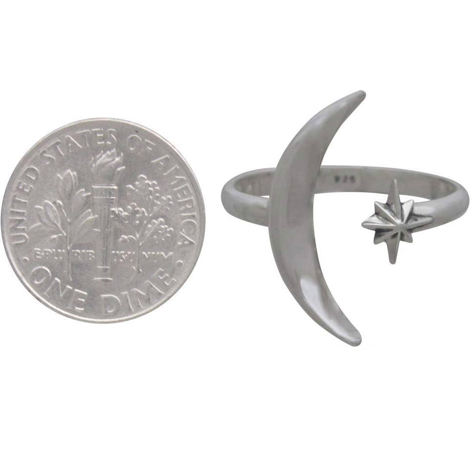 sterling moon & star ring