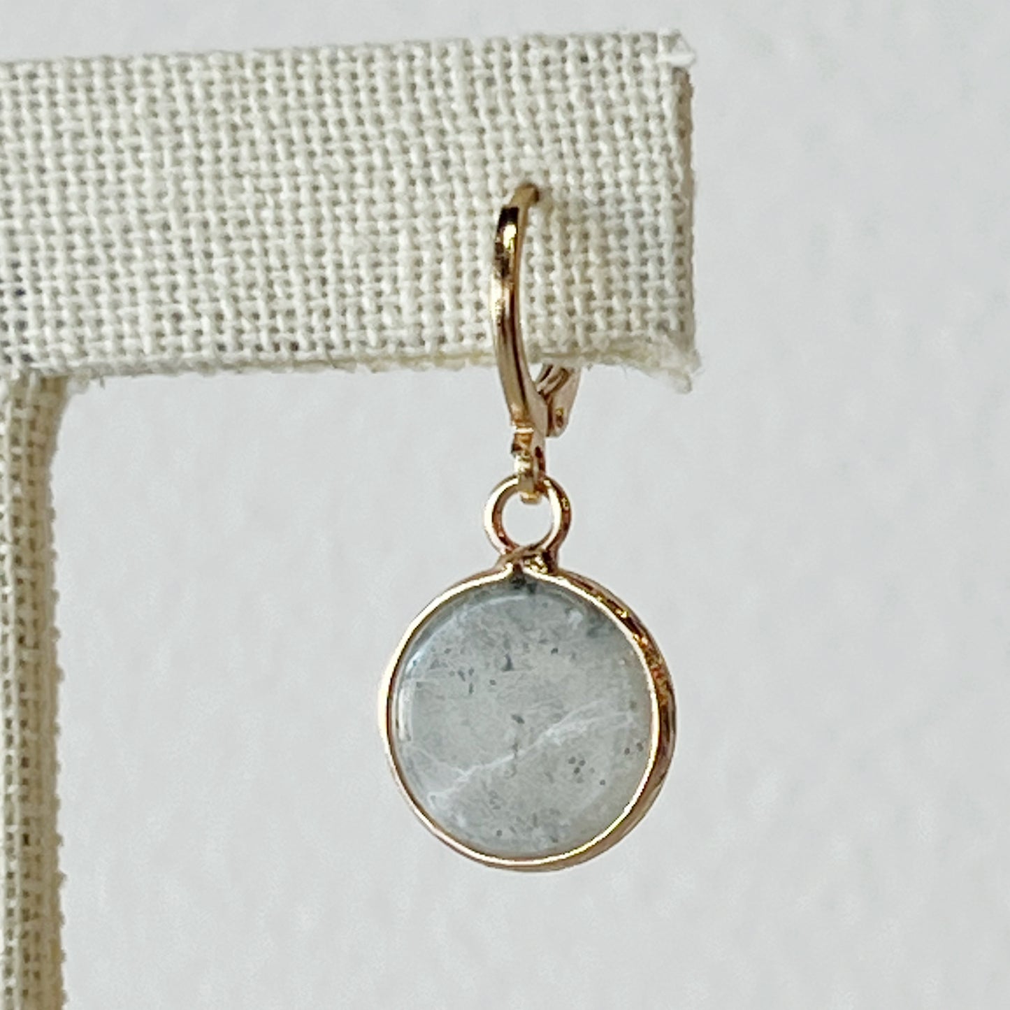 dainty labradorite pendant huggie hoop natural stone earrings