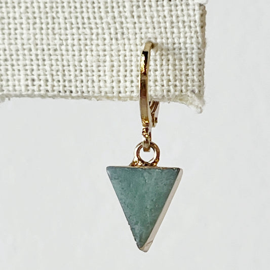 amazonite triangle gold plated huggie minimalist earrings