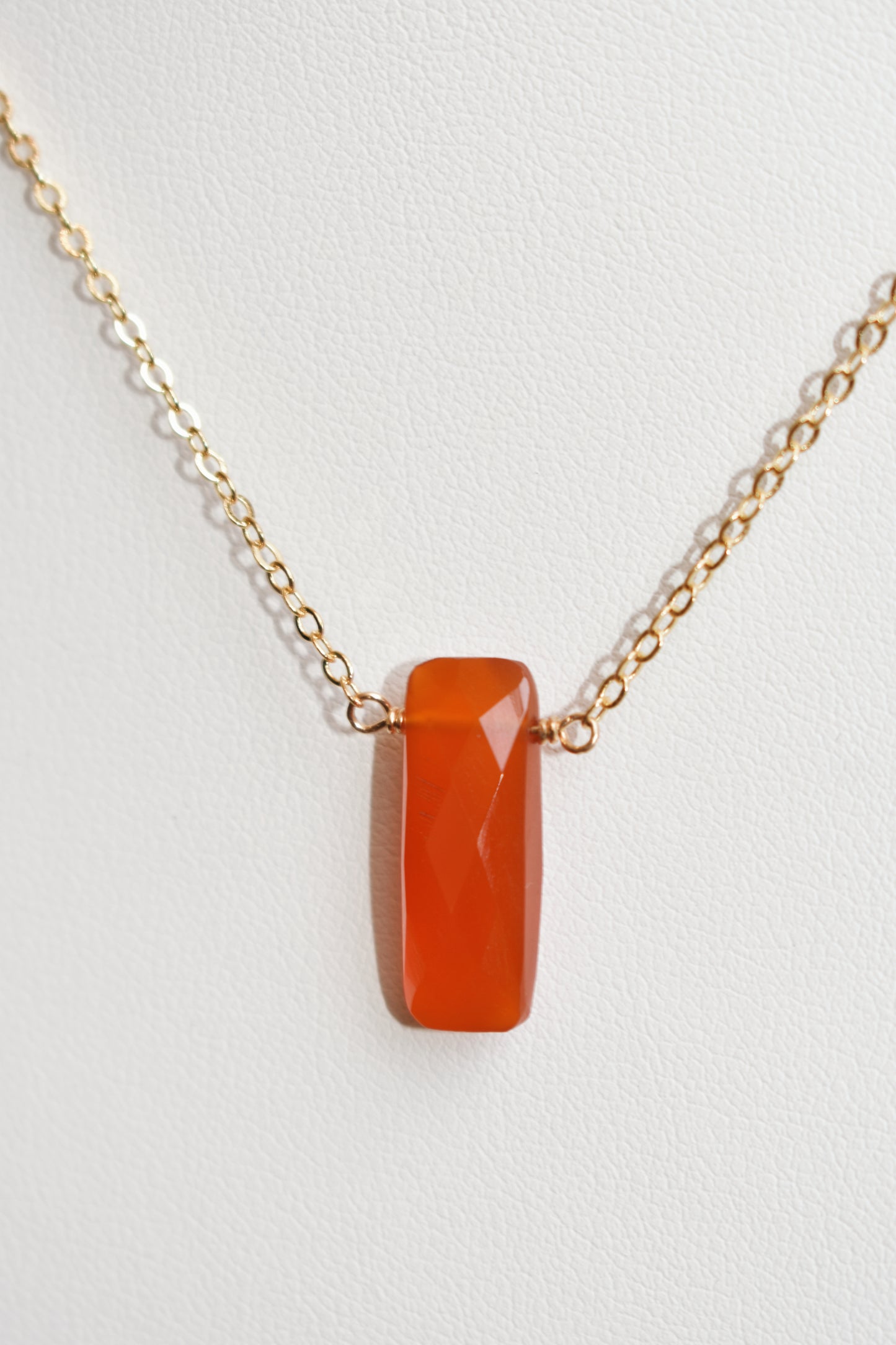 orange chalcendony gold plated choker length layering necklace