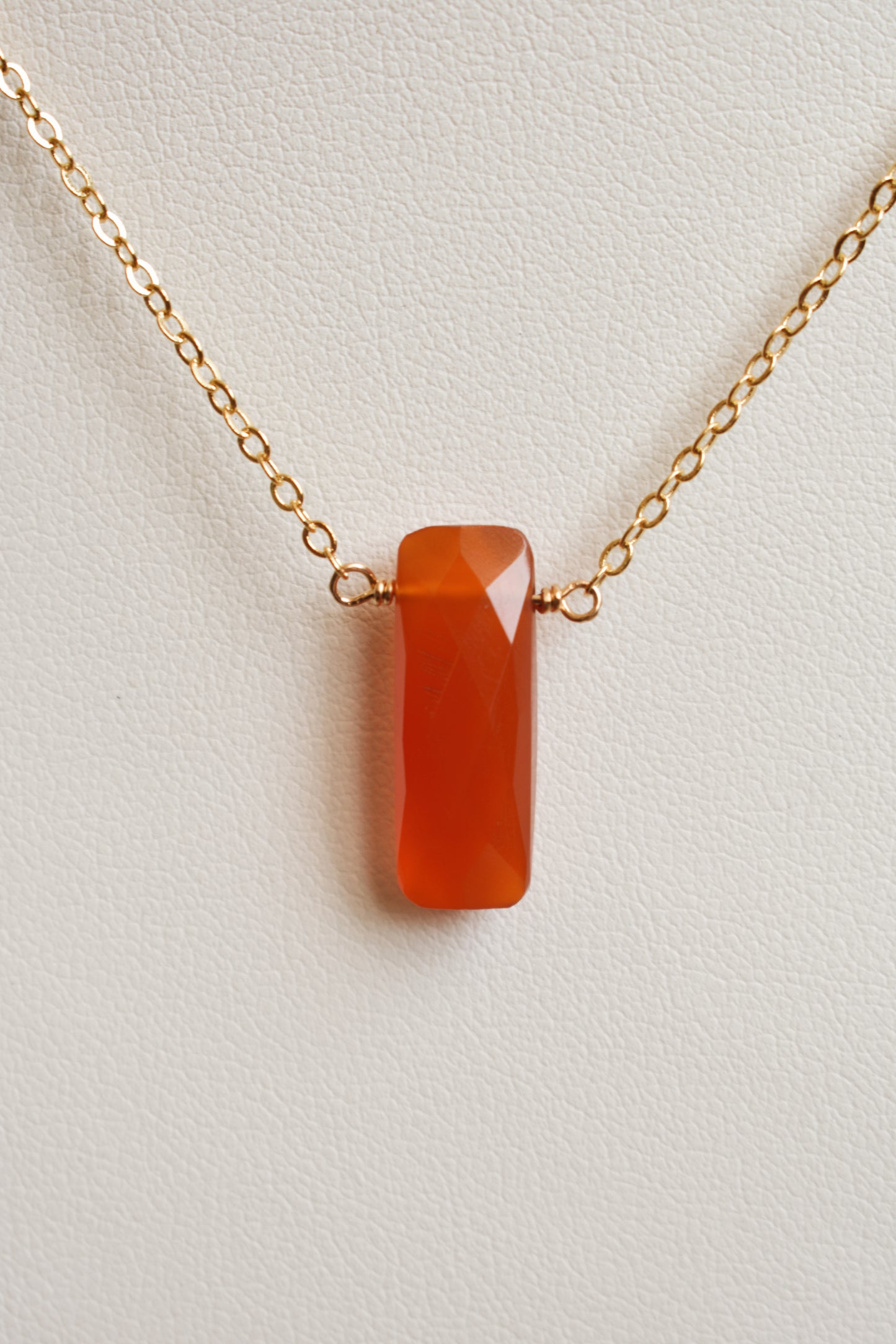 orange chalcendony gold plated choker length layering necklace