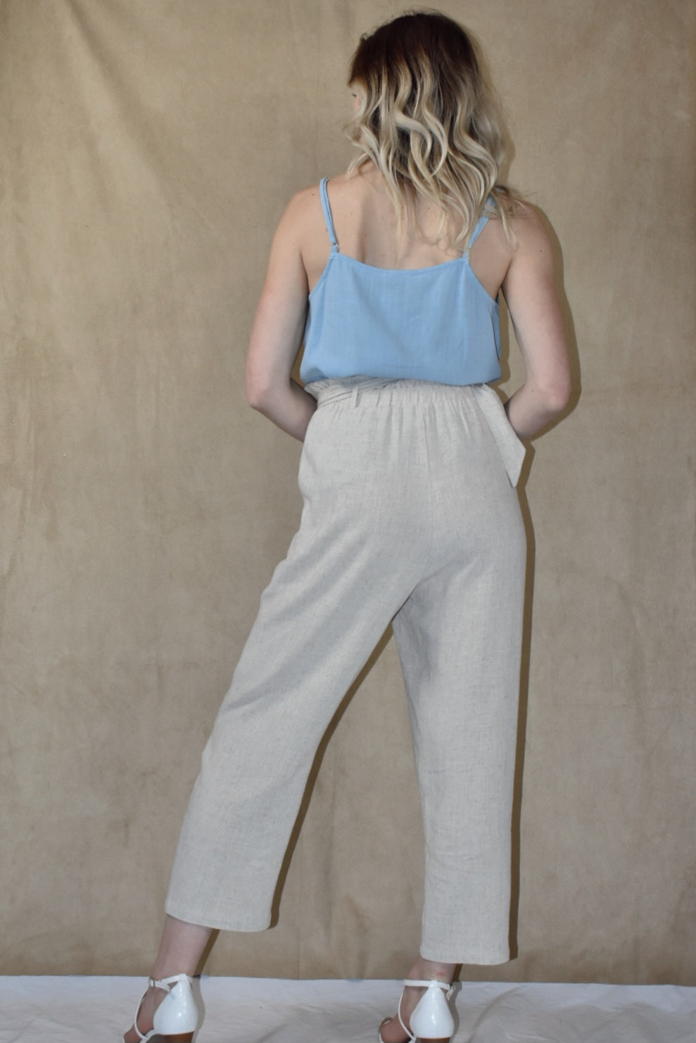 Kori America cami flowy silhouette adjustable straps button-down detailing the revival light blue beige