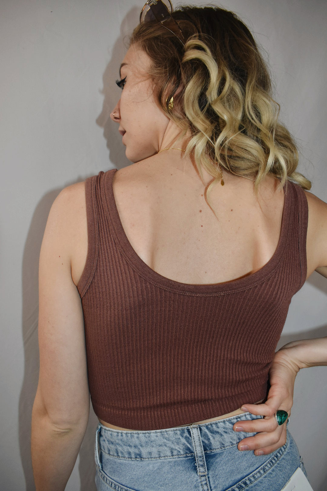ribbed cropped tank casual athleisure mono b the revival online boutique