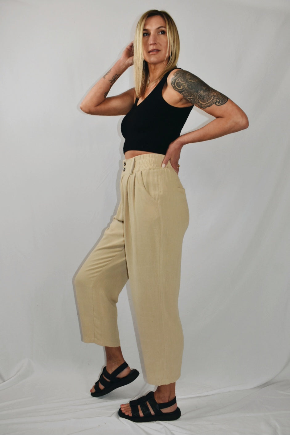 ribbed cropped tank casual athleisure mono b the revival online boutique