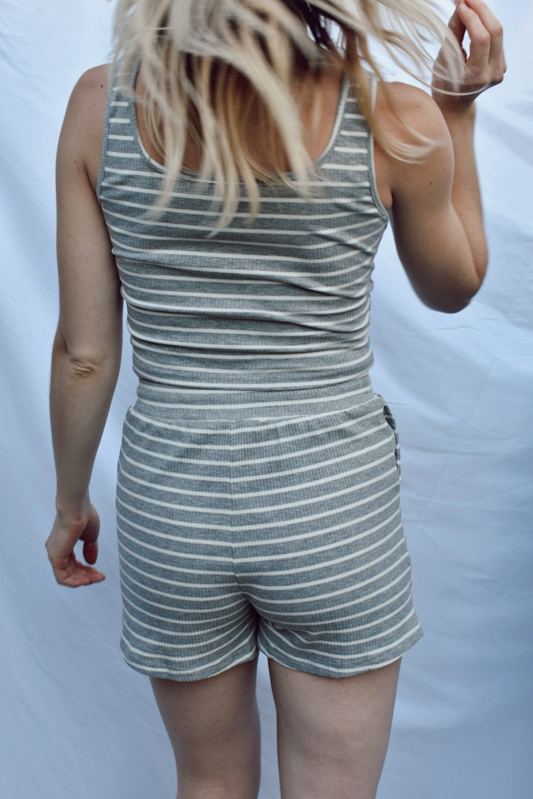striped tank/shorts set listicle the revival online boutique free ship