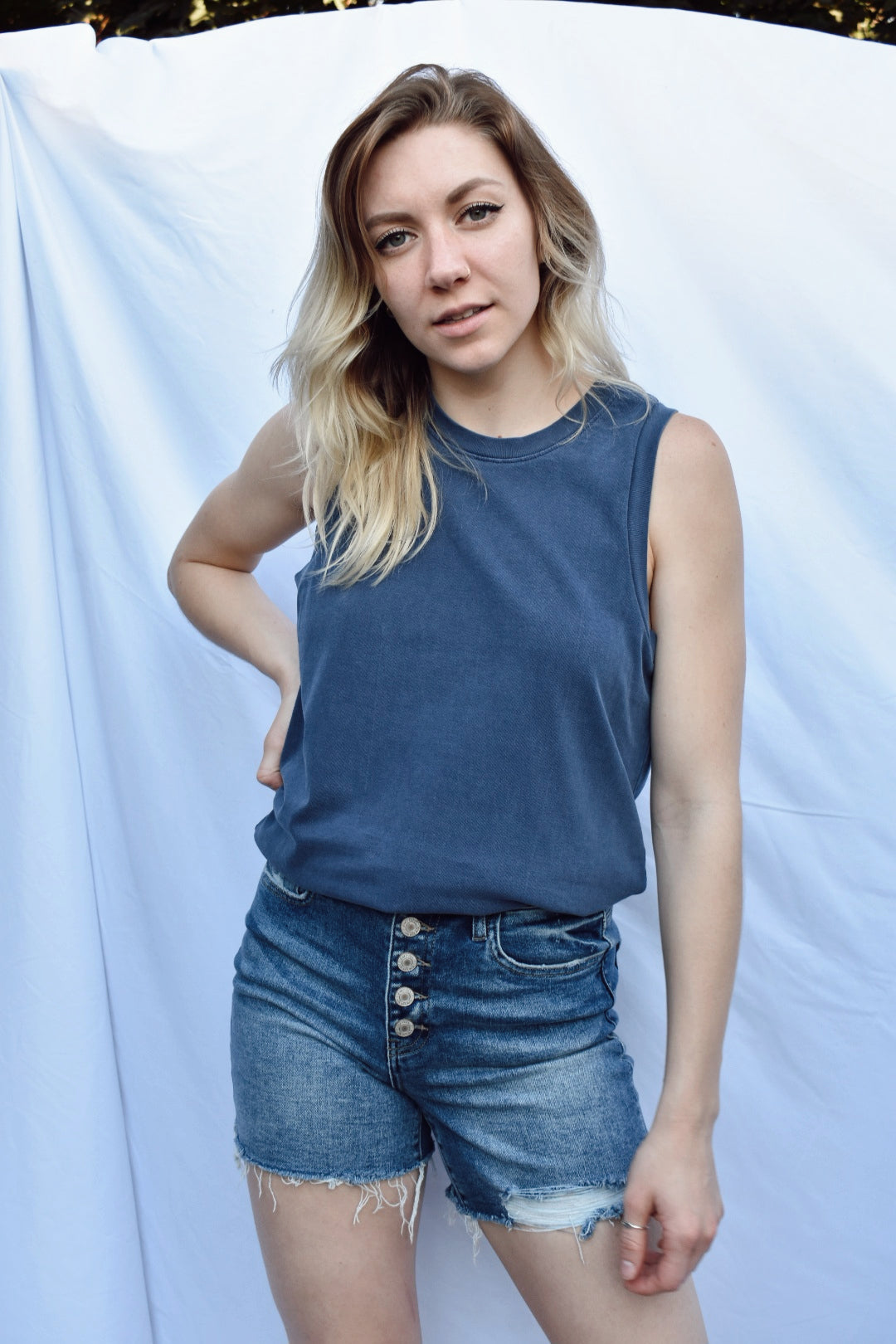 summer basic full length cotton muscle tank Hyfve the revival