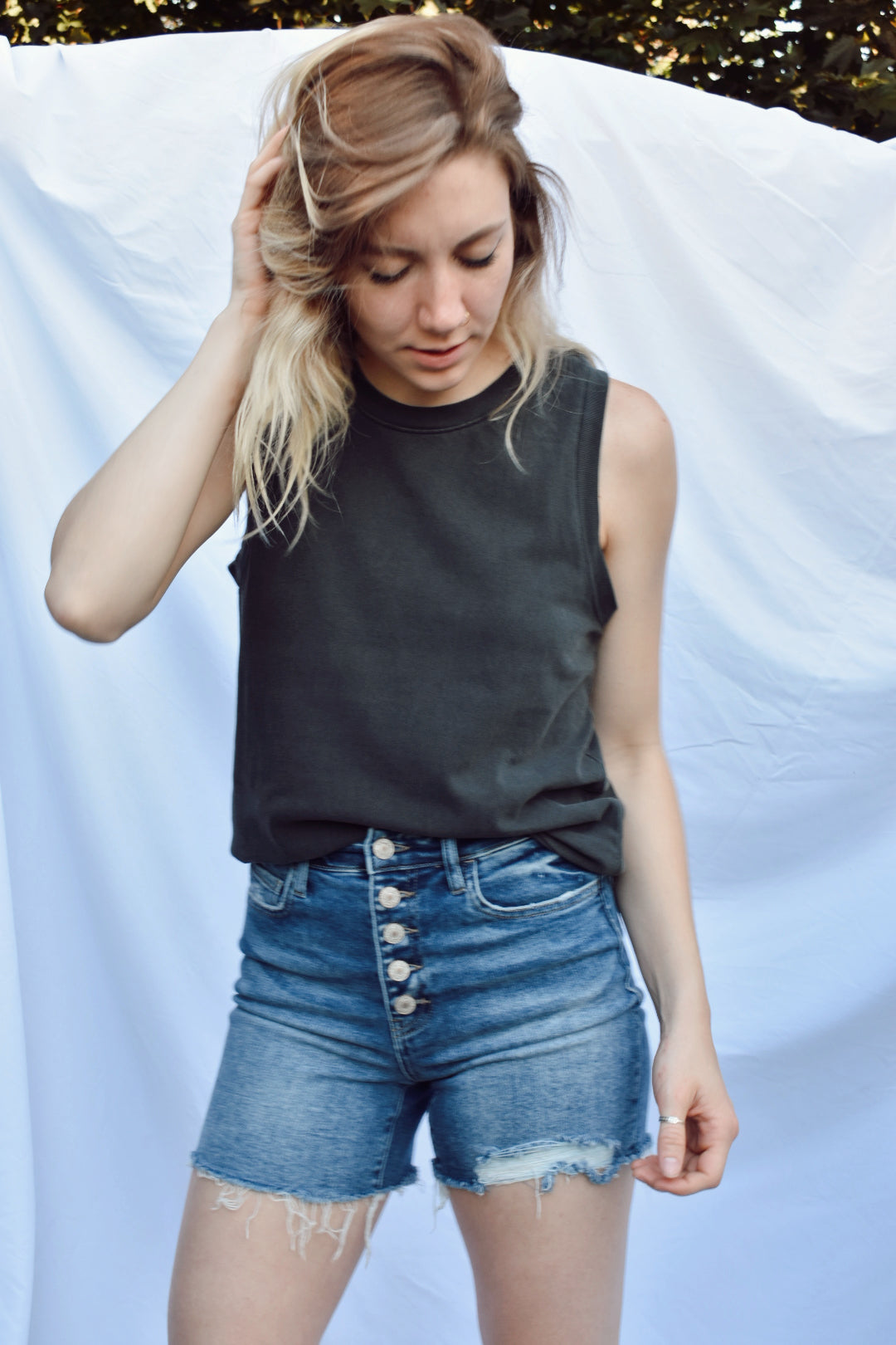 summer basic full length cotton muscle tank Hyfve the revival