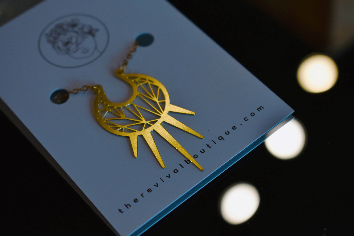 geometric brass necklace gold 18" the revival