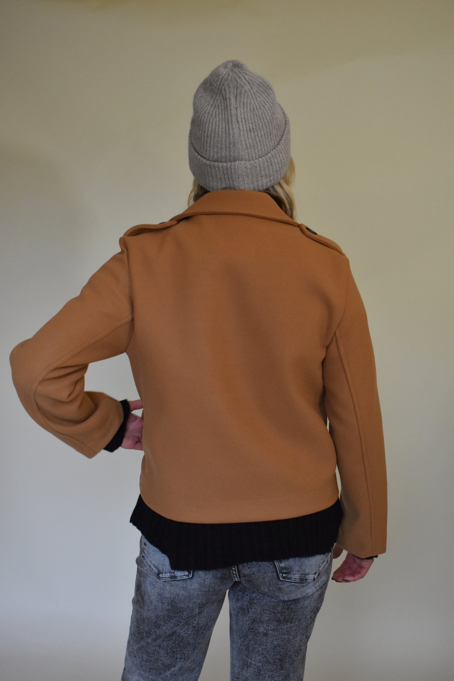 double breasted peacoat waist length with pockets