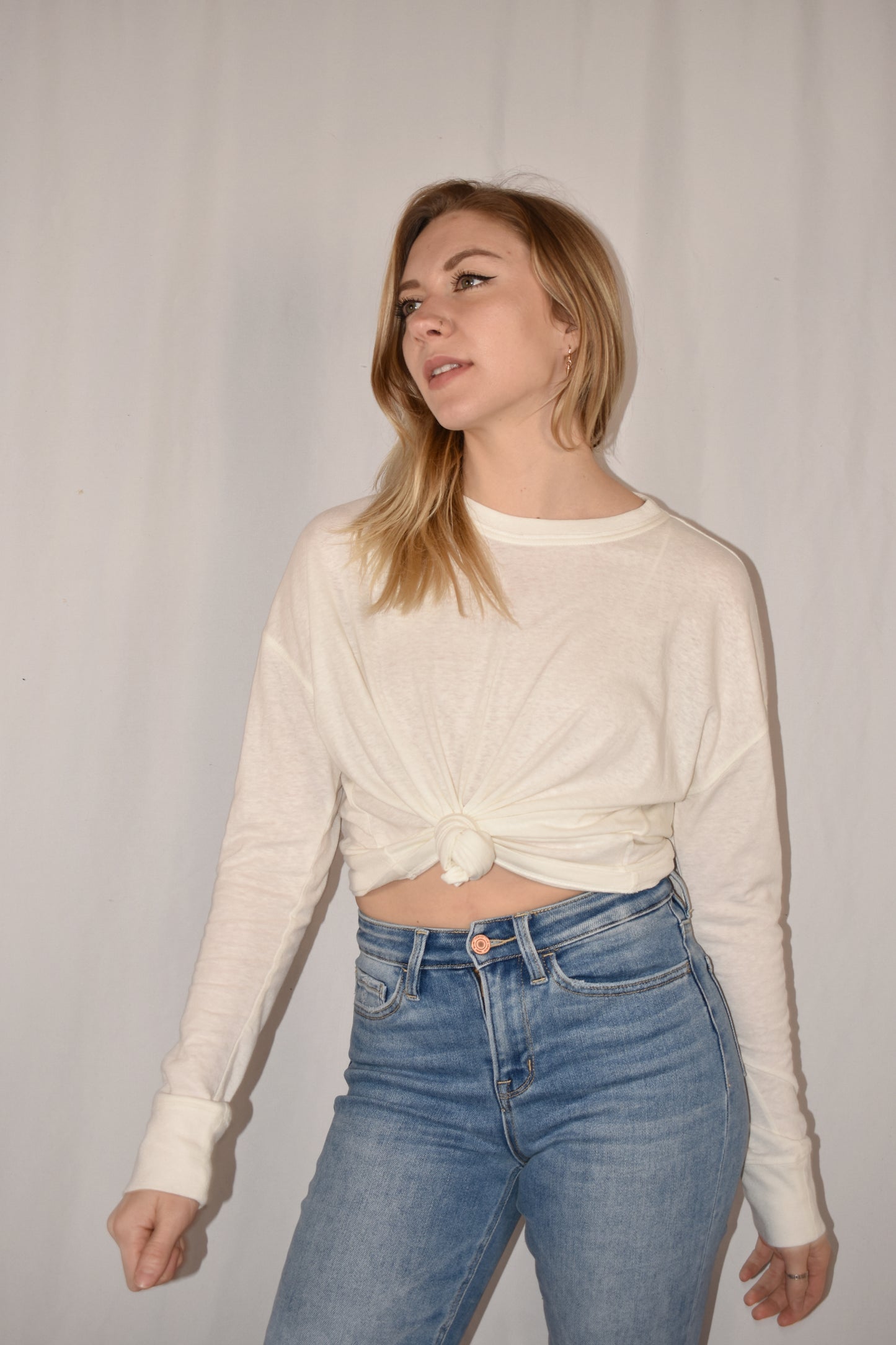relaxed fit full length long sleeve tee