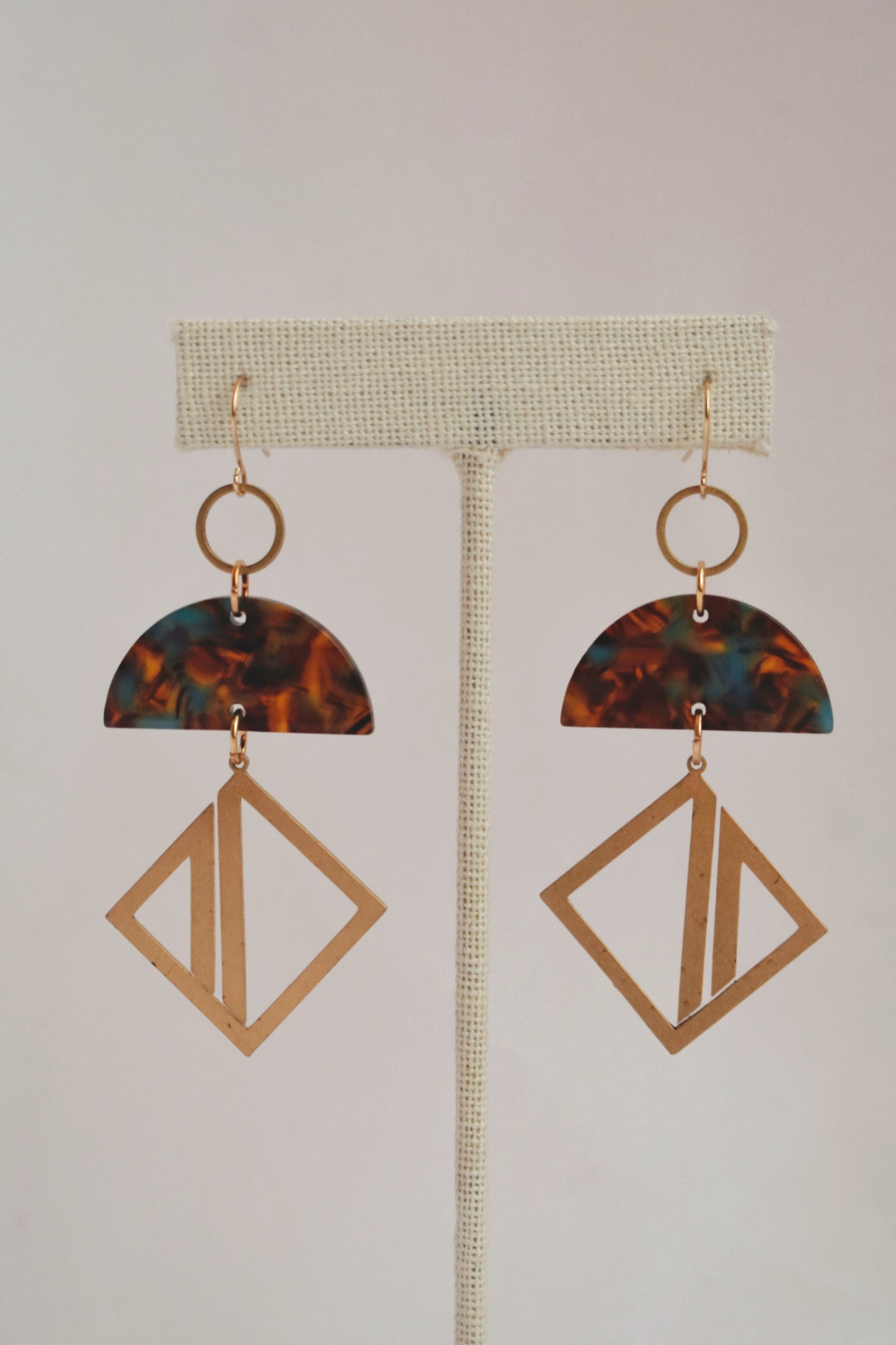 acetate and brass pendant dynamic lightweight statement earrings