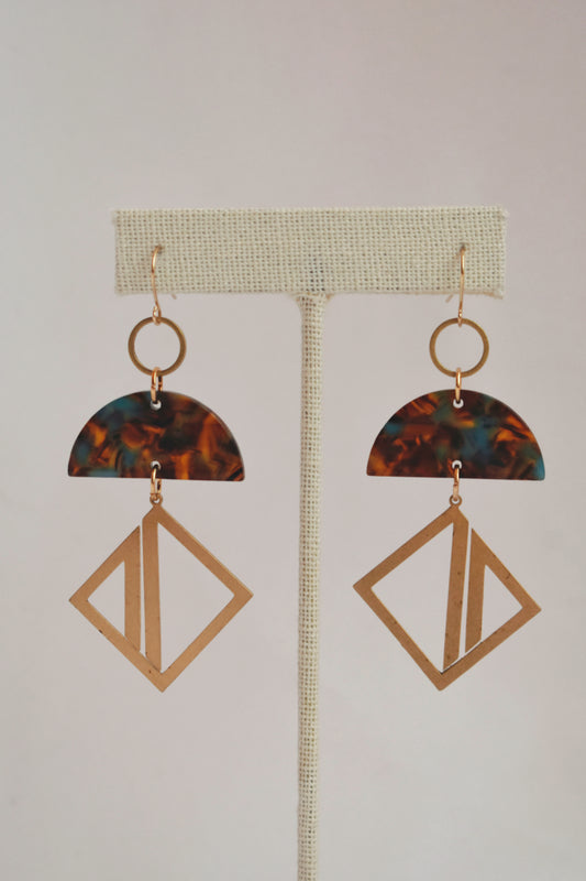 acetate and brass pendant dynamic lightweight statement earrings