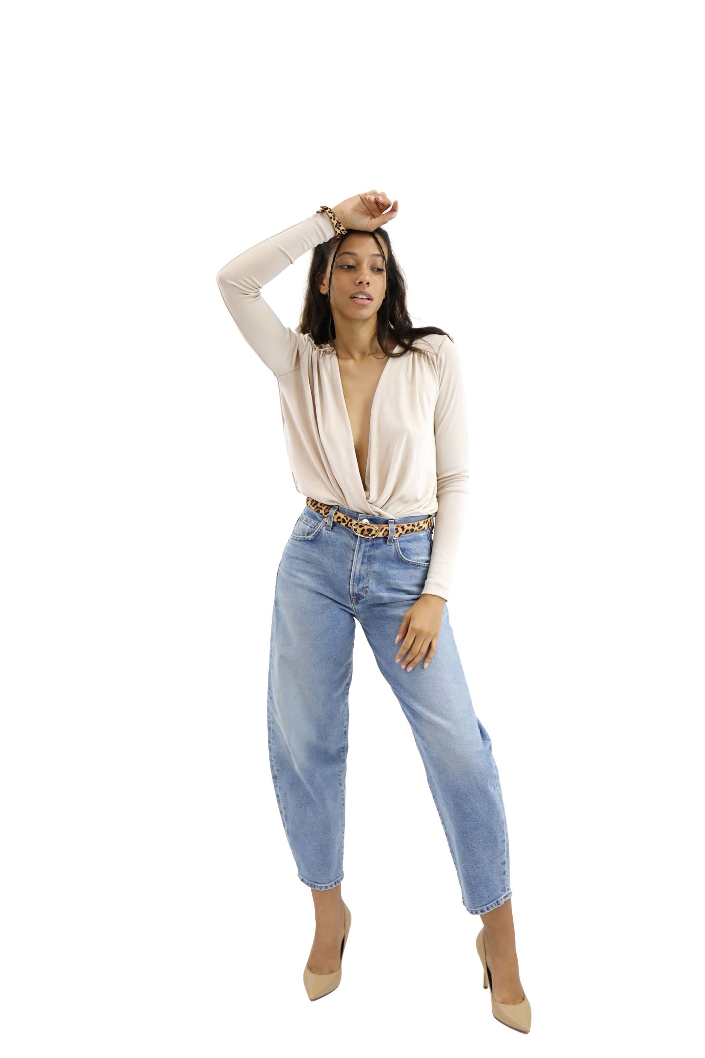 leopard calf hair belt