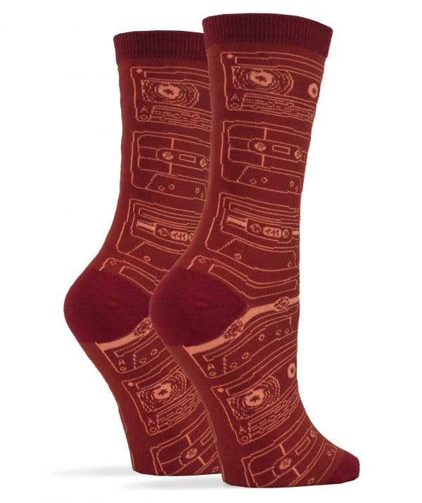 oooh yeah socks cassette tape 80's old skool womens crew socks