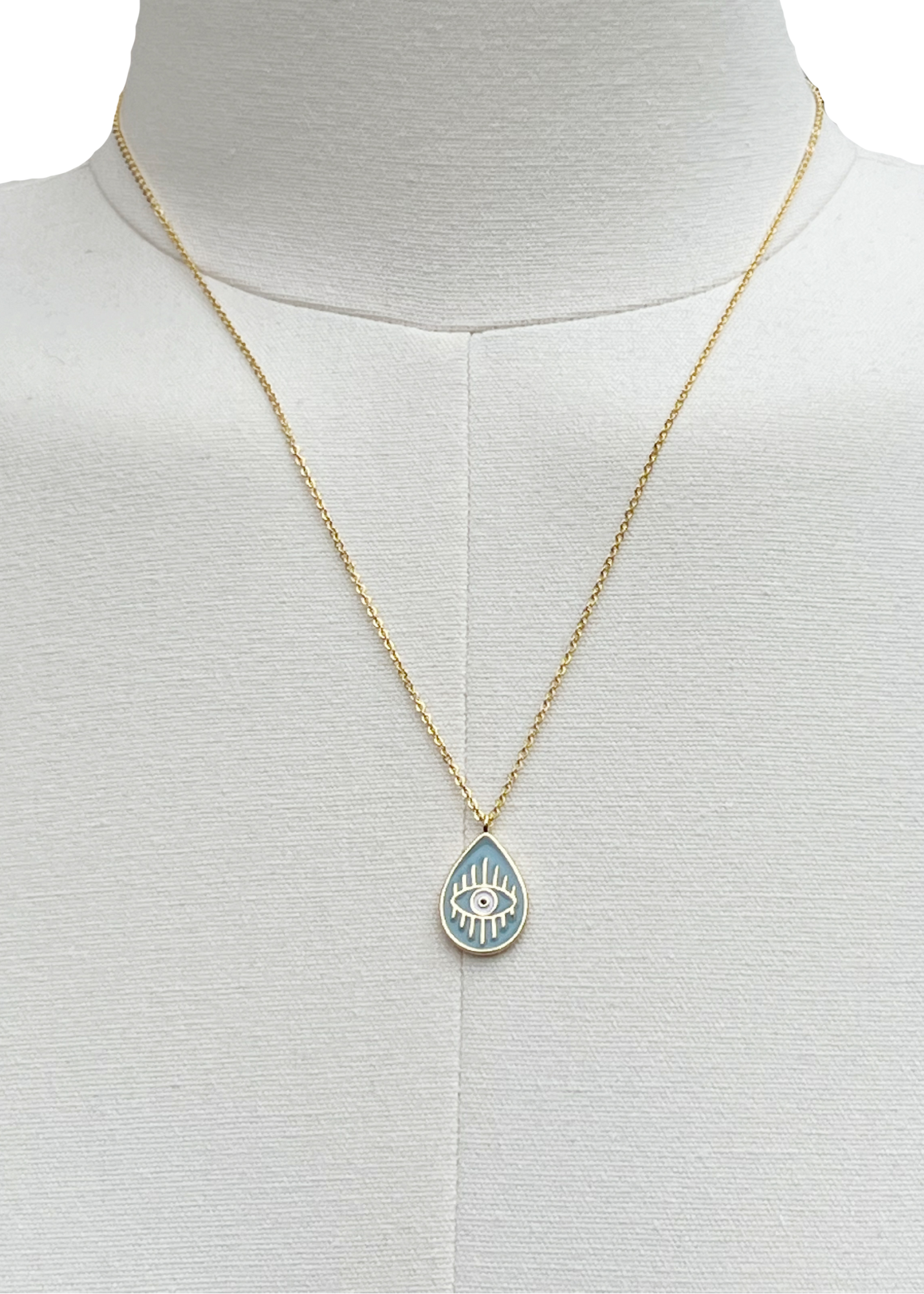 evil eye teardrop pendant dainty gold plated necklace made in the