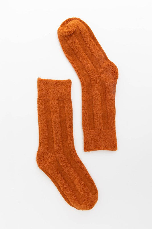 terry stripe crew socks