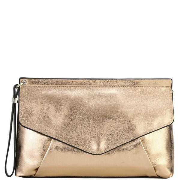 metallic wristlet clutch