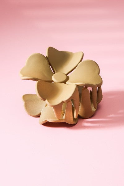 brown mustard flower matte acrylic hair claw clip retro style us online boutique
