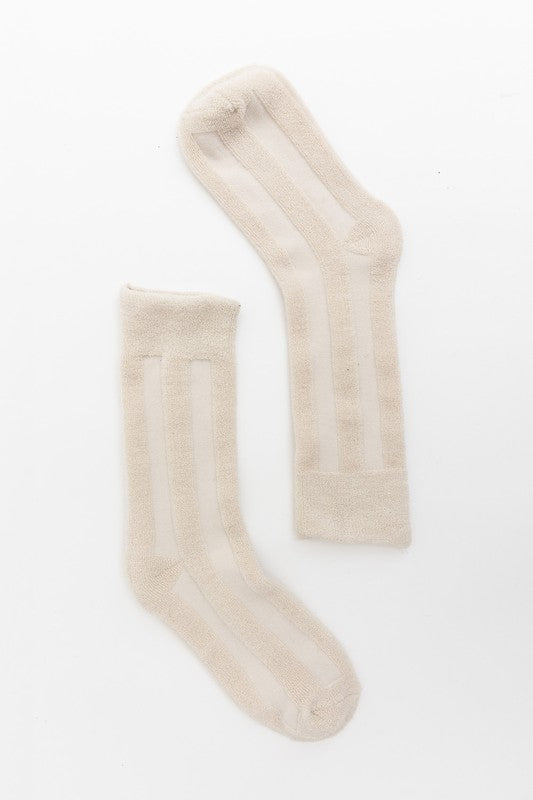 terry stripe crew socks