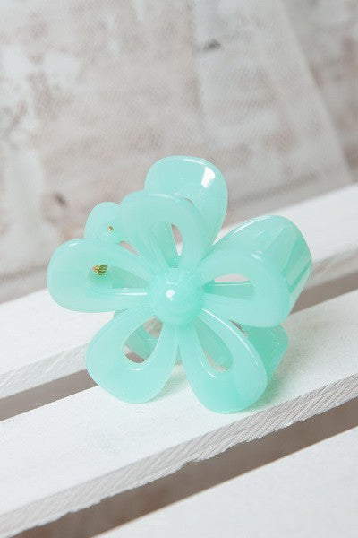 retro flower outline style hair claw clip accessory us online boutique glossy mint