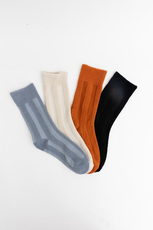 terry stripe crew socks