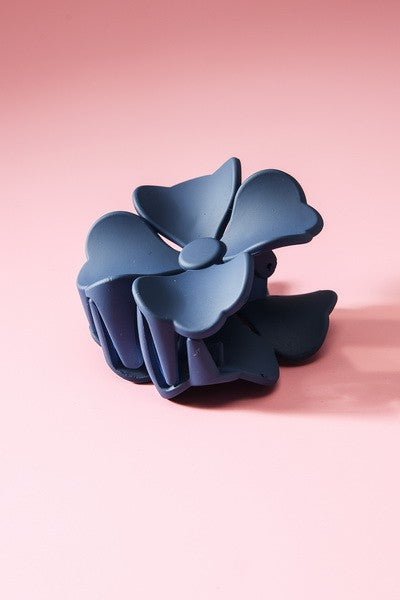 navy blue color flower matte acrylic hair claw clip retro style us online boutique