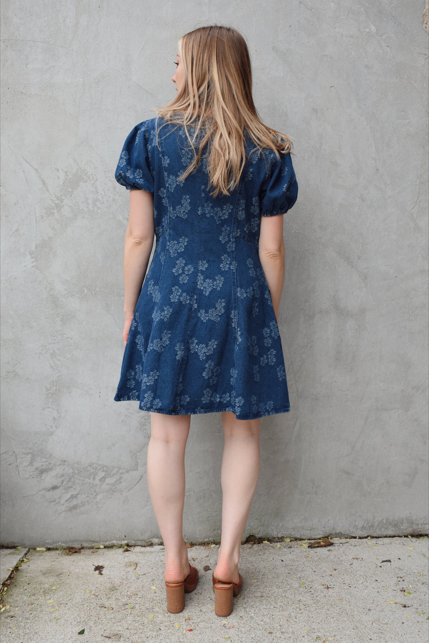 floral denim mini dress