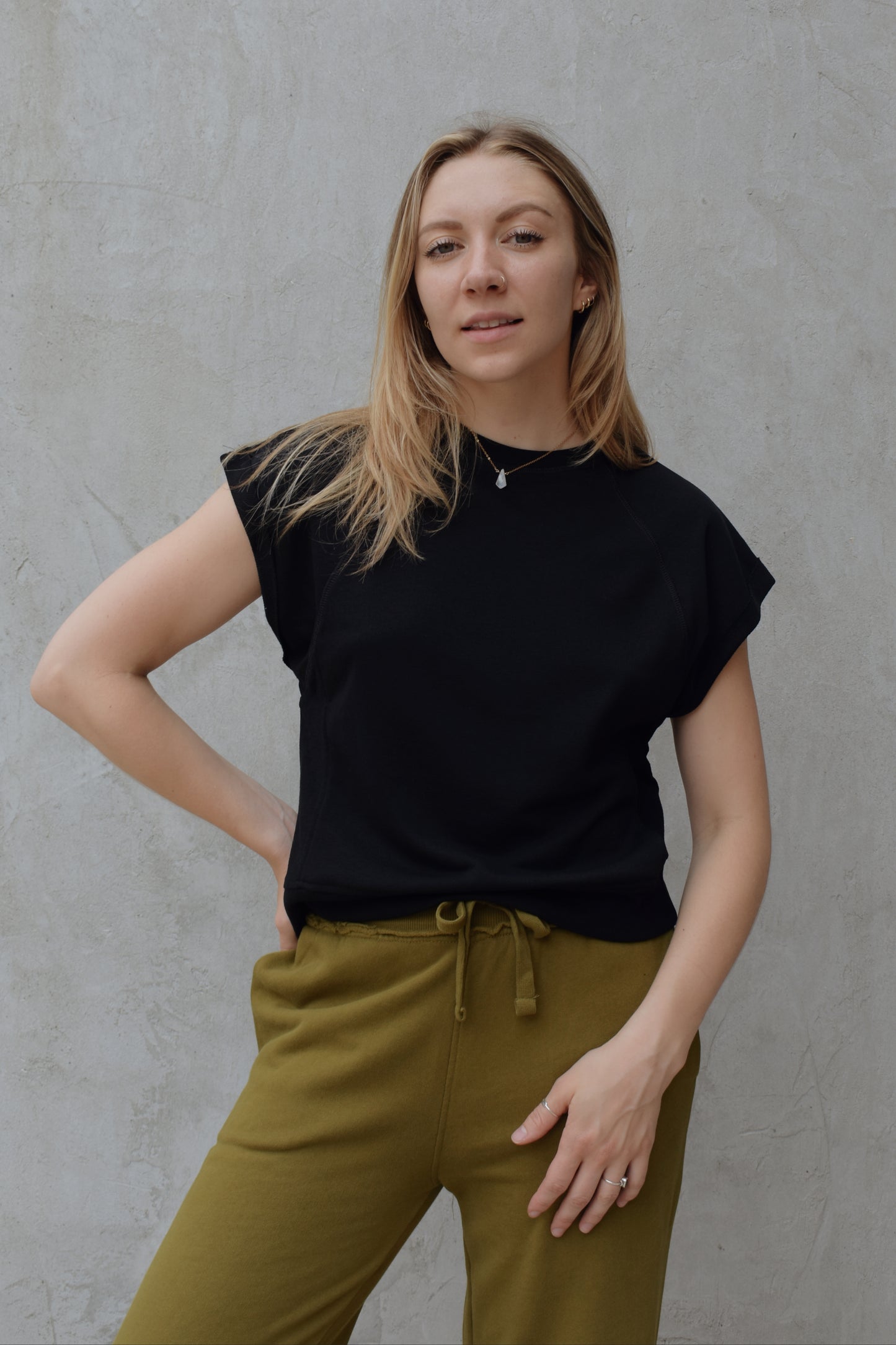 offset cap sleeve top