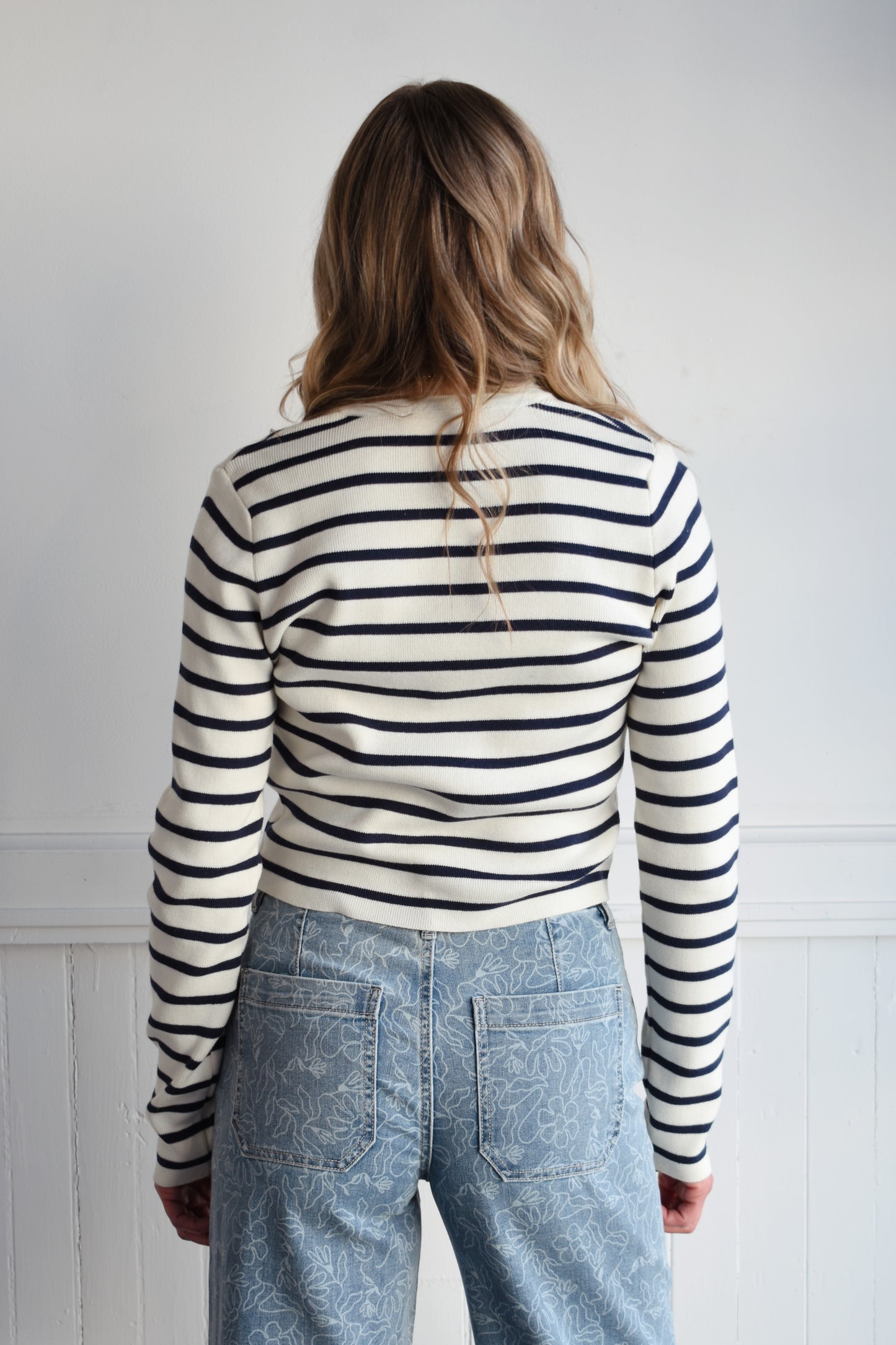 striped button cardigan