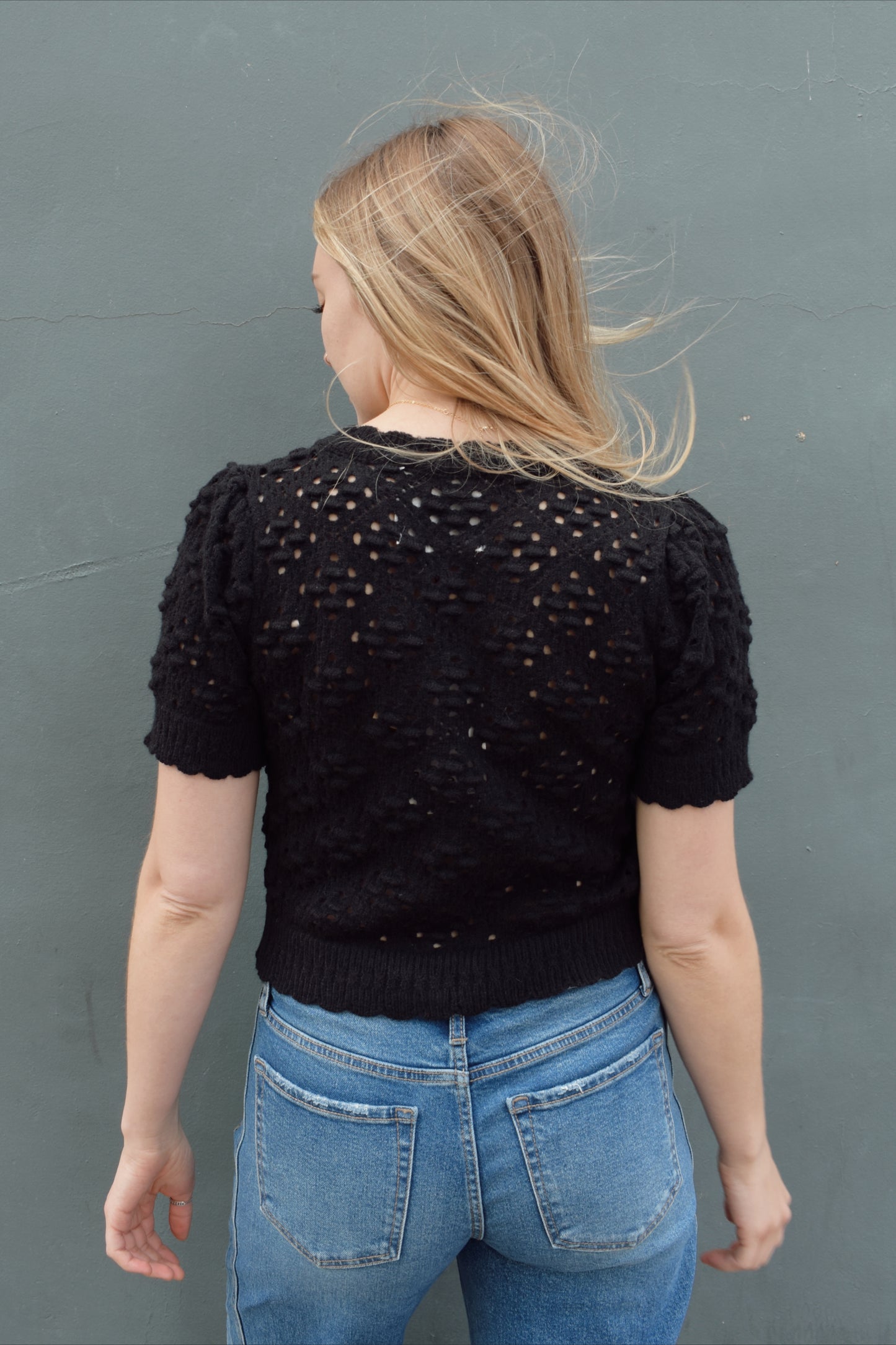 pointelle cardigan