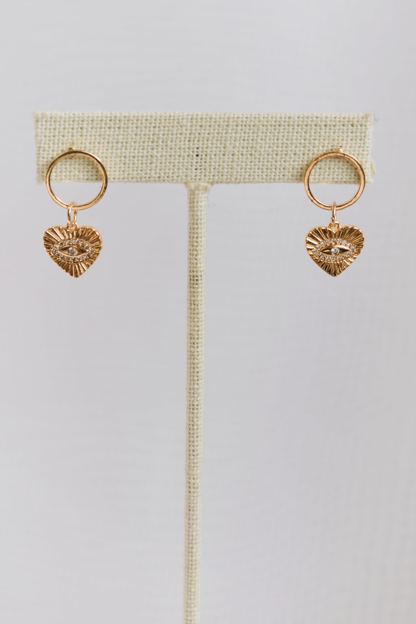 revival made goods evil eye heart dainty gold plated stud circle earrings