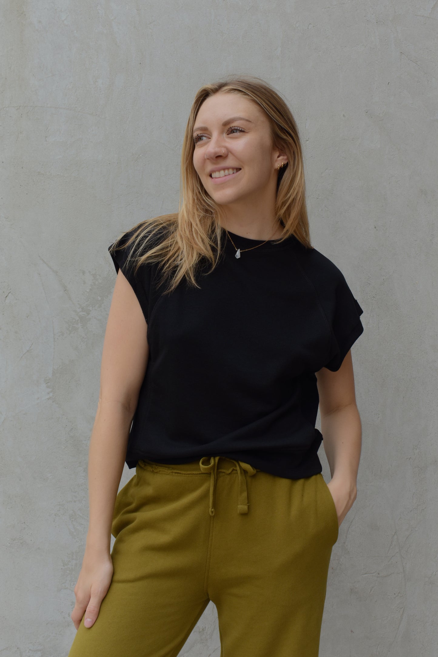 offset cap sleeve top
