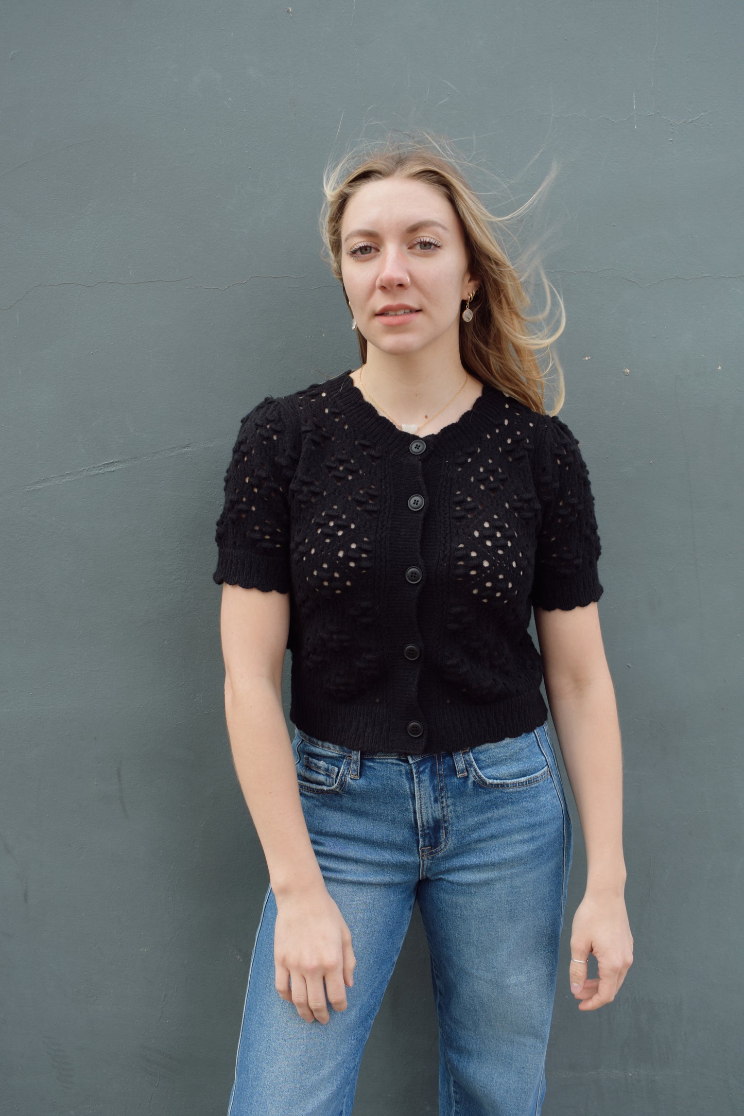 pointelle cardigan