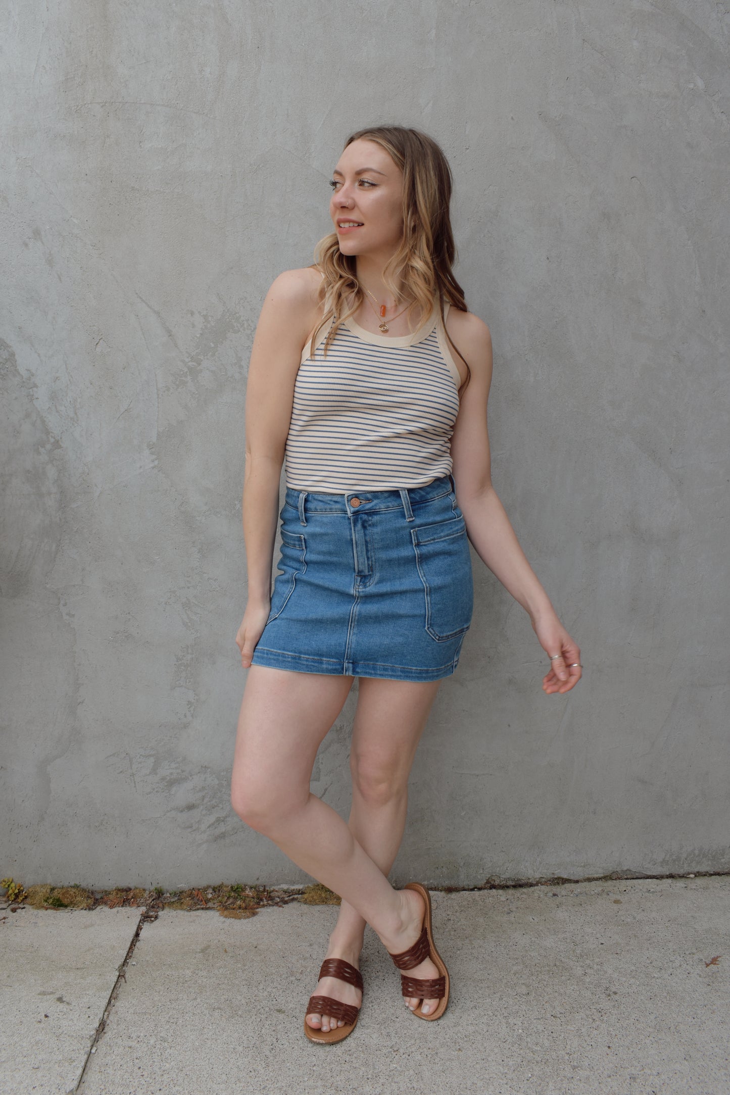 striped ribbed tank