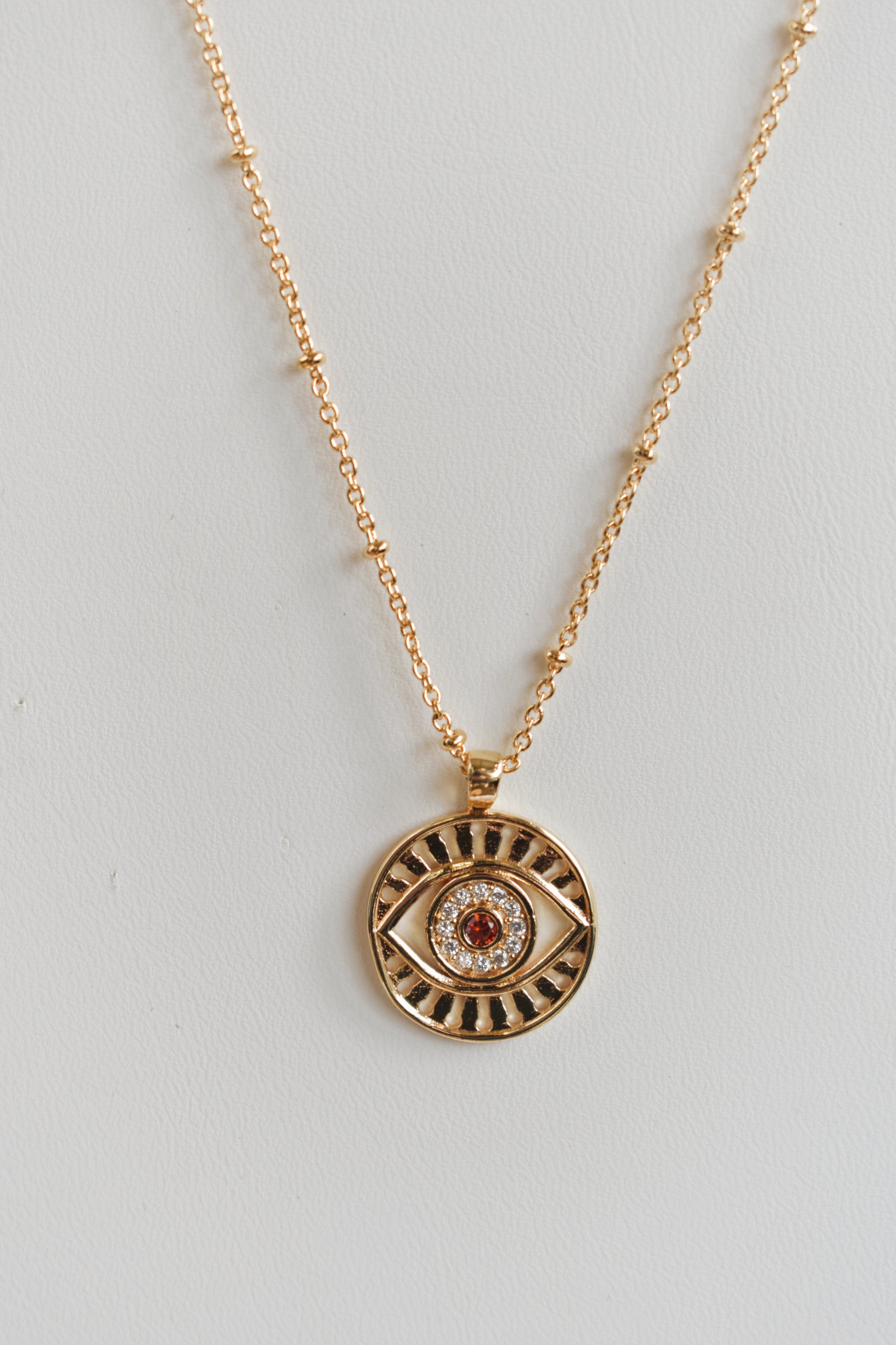 revival made goods bling glam evil eye gold plated dainty chain necklace