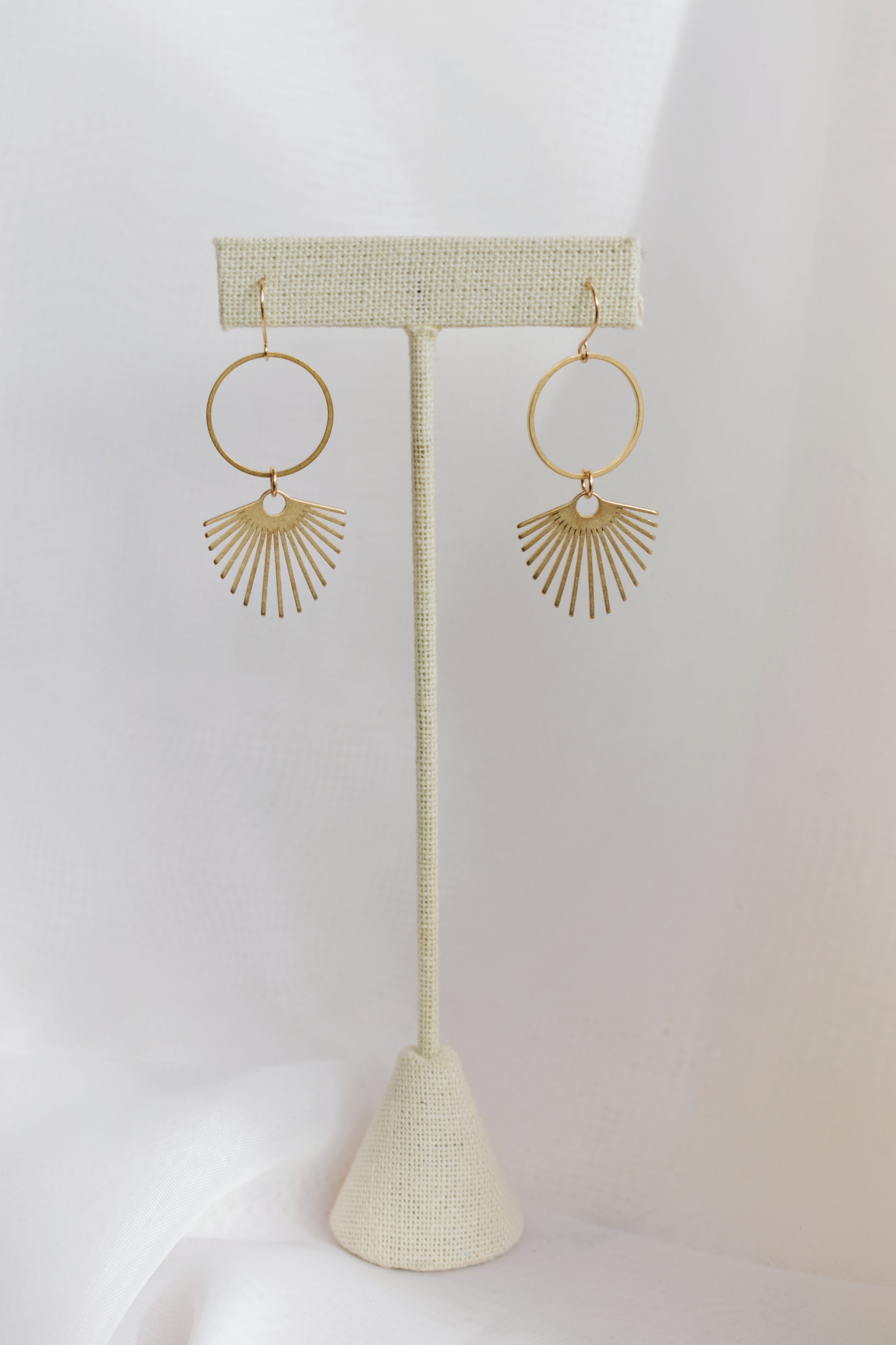 revival made goods gold plated and brass sunbeam statement earrings