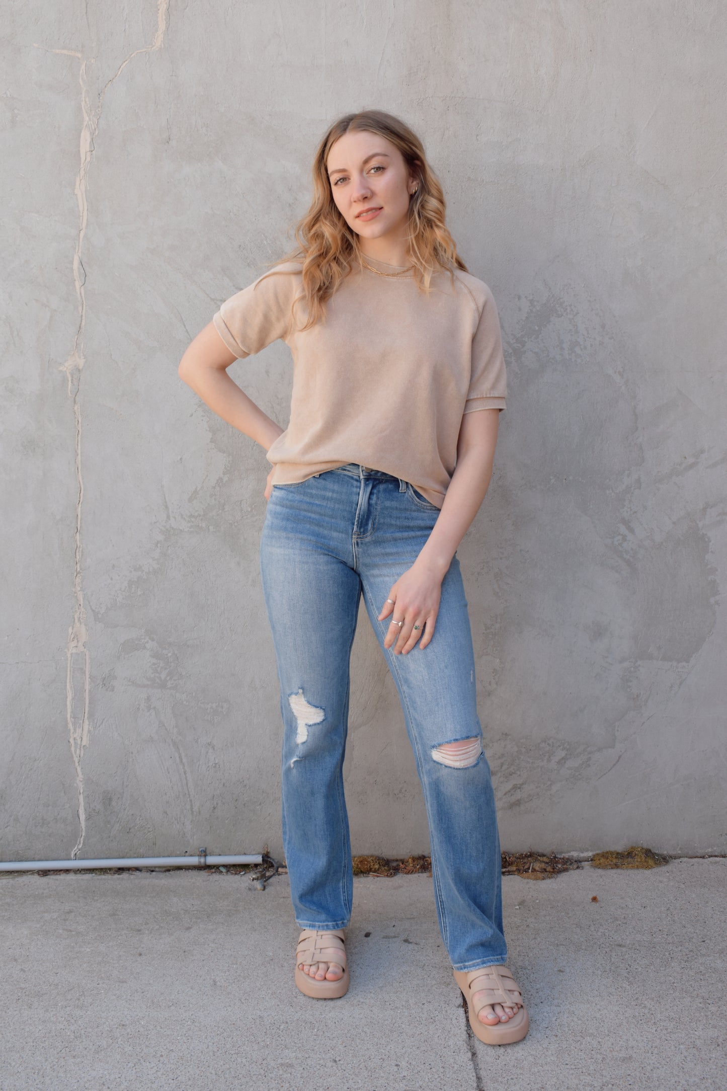 mid length sleeve short sleeve sweat tee full length with crew neck and relaxed fit