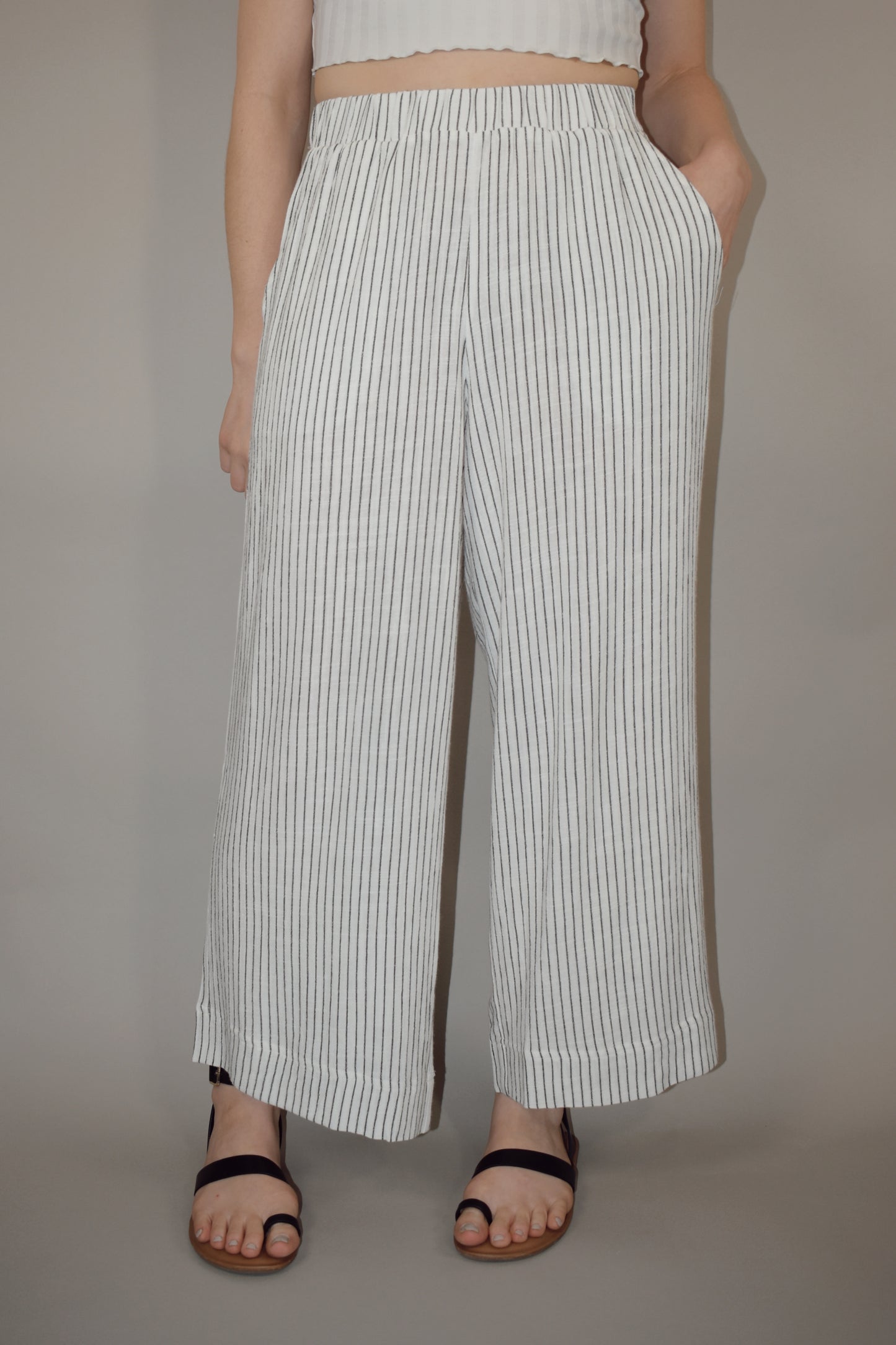 striped straight pants