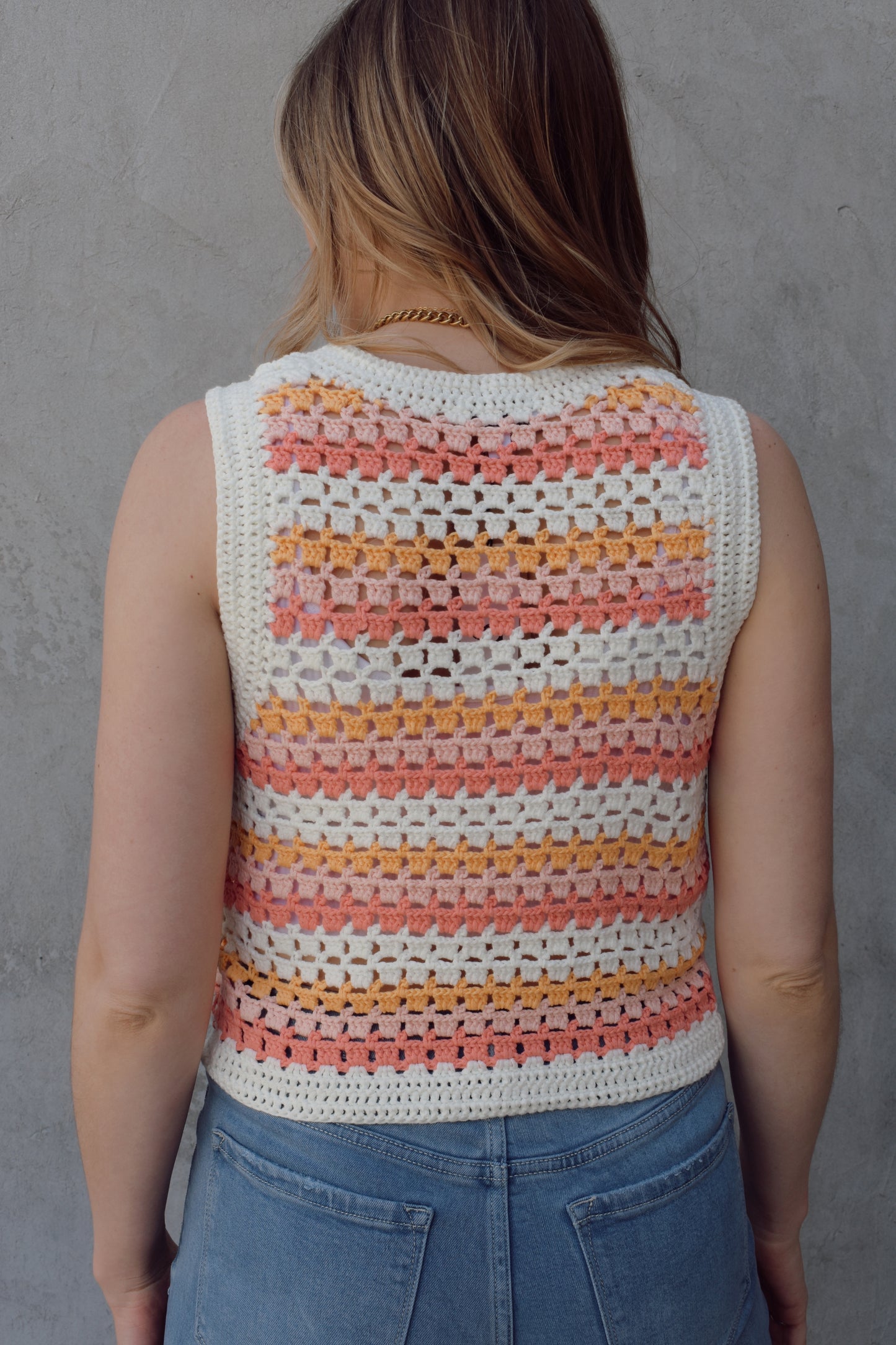 retro stripe crochet tank