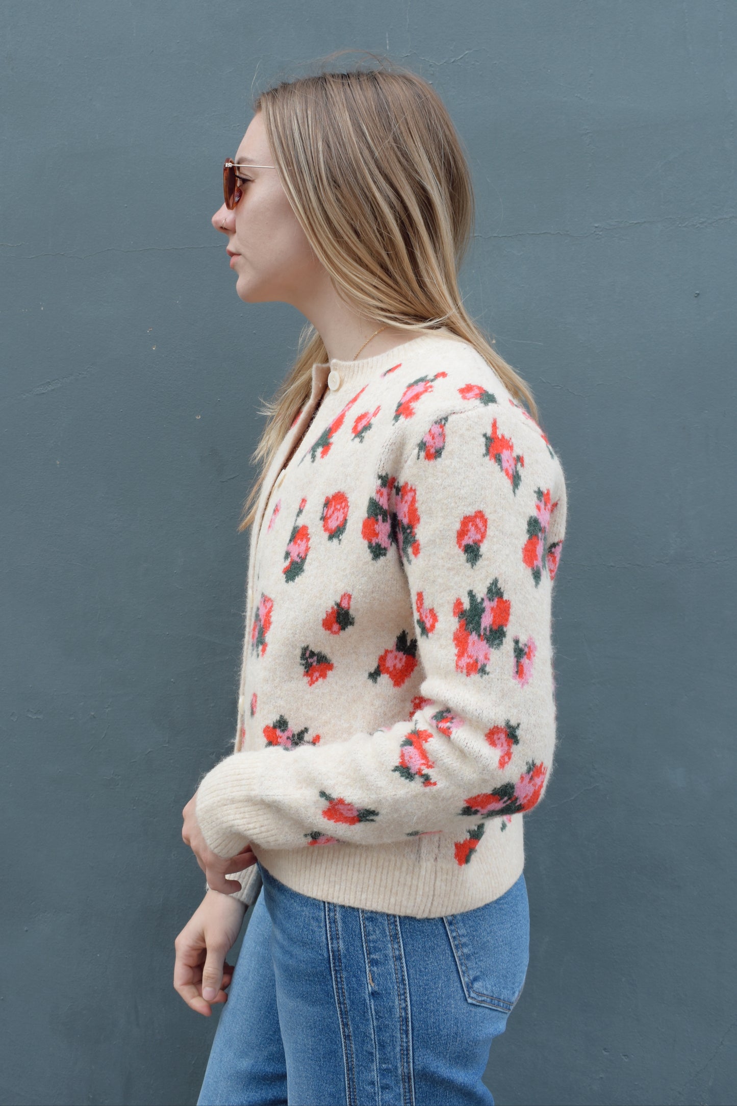 abstract floral cardigan