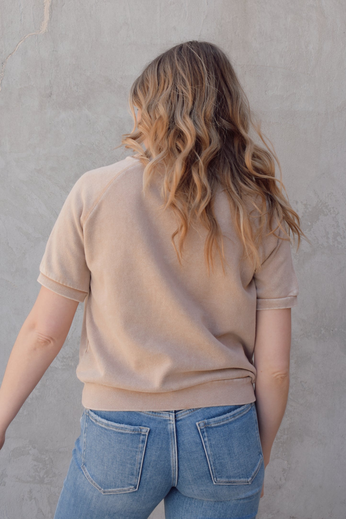 mid length sleeve short sleeve sweat tee full length with crew neck and relaxed fit