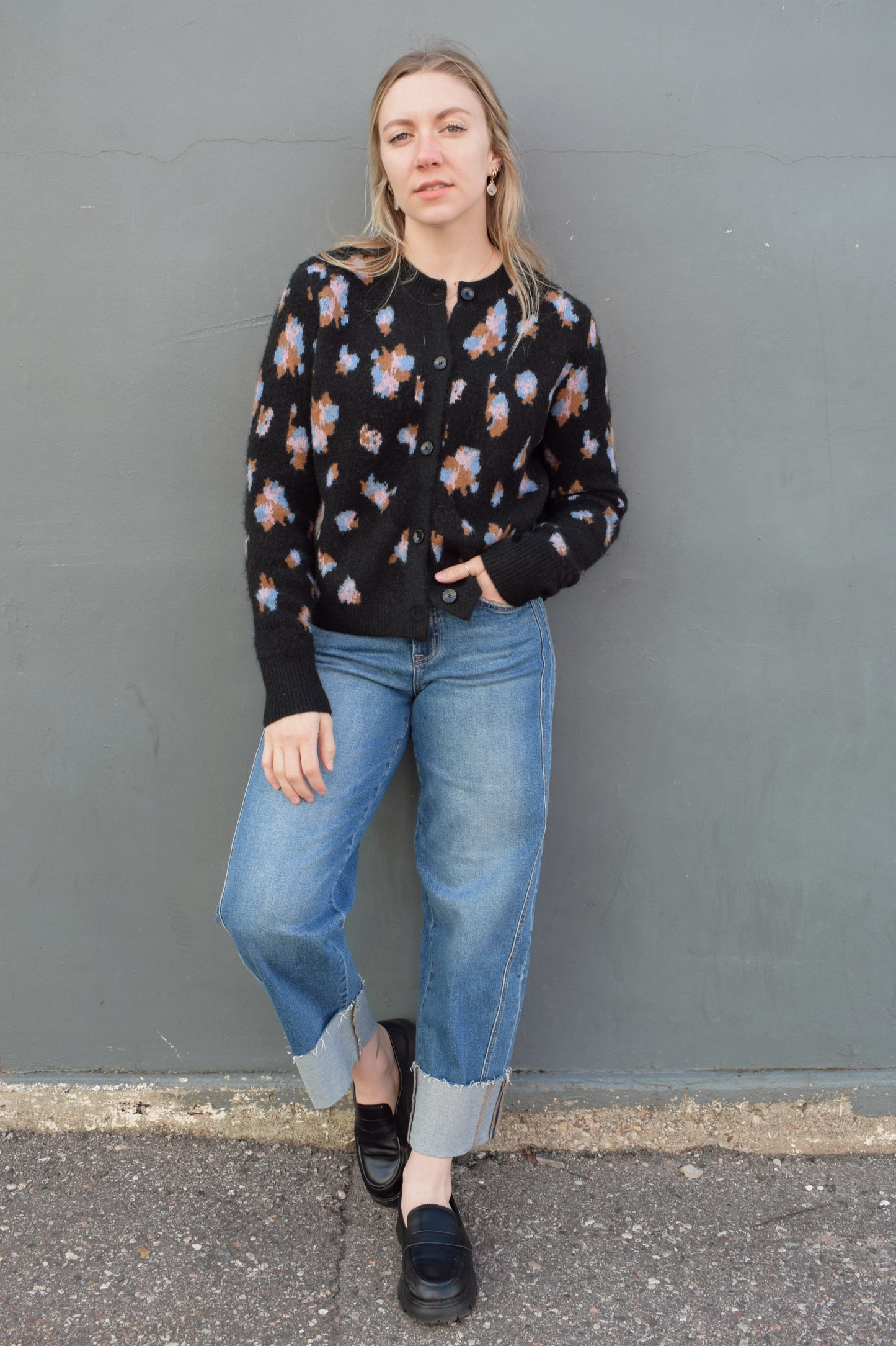 abstract floral cardigan