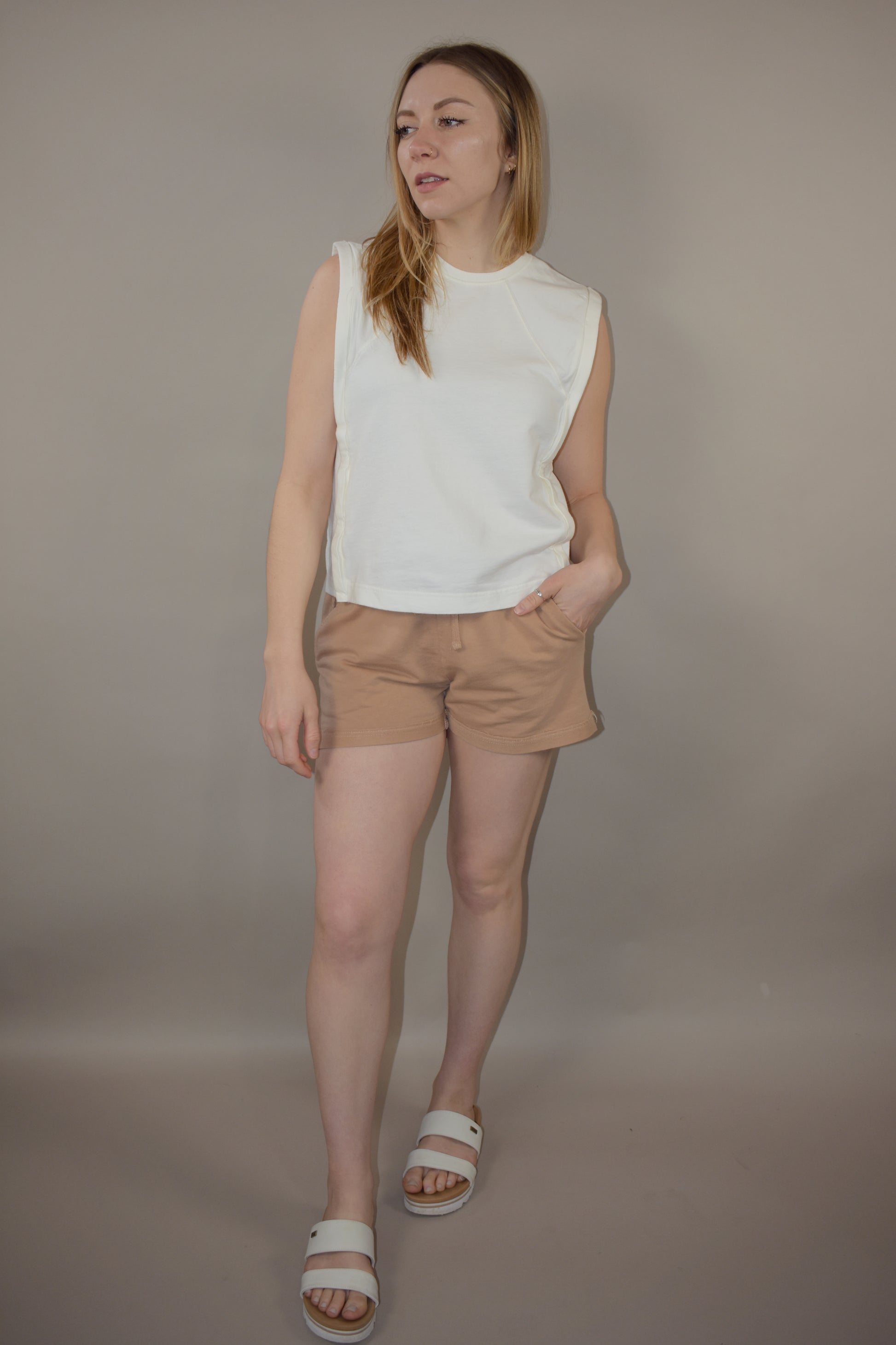 drawstring cotton shorts with pockets athleisure super comfortable thick fabric